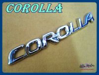 COROLLA EMBLEM BADGE LOGO STICKER "CHROME" size 12x1.5 cm. #โลโก้ แผ่นข้อความ สติ๊กเกอร์ COROLLA สีโครเมี่ยม พร้อมกาวติด