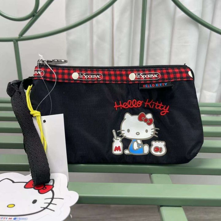 lesportsac-การ์ตูนแมวกระเป๋าถือหลายช่องสุภาพสตรีกันน้ำเชือกมือกระเป๋าโทรศัพท์มือถือกระเป๋าเดิน-8105