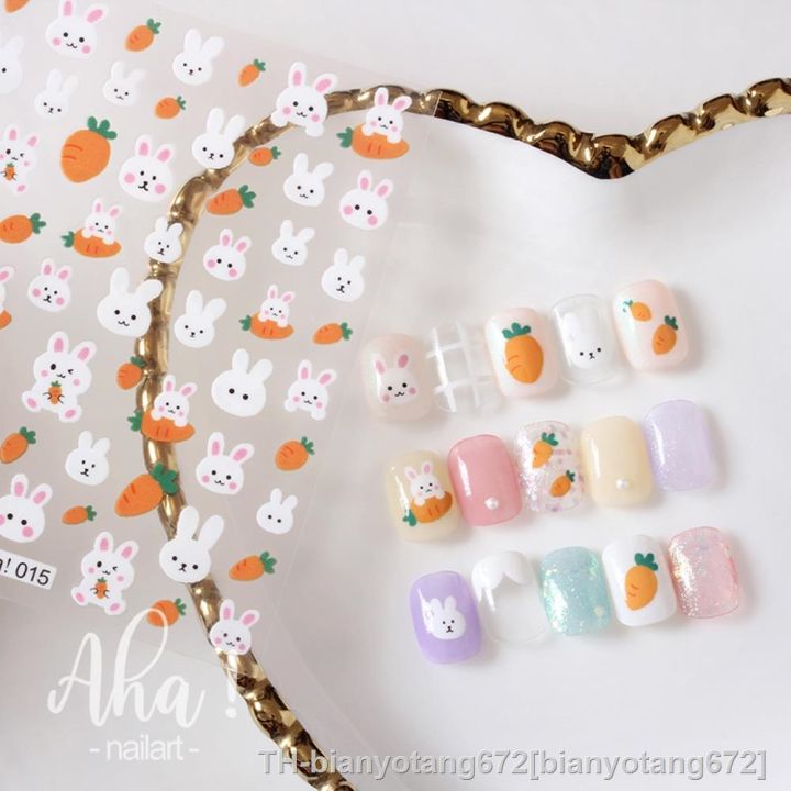 lz-1pcs-kawaii-rabbit-nail-art-sticker-korean-self-adhesive-decal-cartoon-simple-strokes-sliders-manicure-decorations-parts-gdk-025