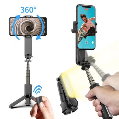 Gimbal Stabilizer Selfie Stick Tripod with Fill Light Bluetooth Remote Handheld Action For Phone Xiaomi HUAWEI iOS Smartphone Phone Camera Flash Light
