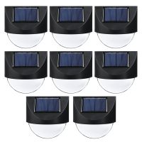 Solar Fence Lights, 8 Pack Waterproof Solar LED Outdoor Wall Lighting for Deck Steps Patio Walkway Garden(Warm White)