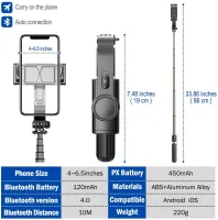 ระบบกันสั่นกิมบอลขาตั้งแบบสามขาเซลฟี่หมุนได้360 ° พร้อมรีโมทบลูทูธไร้สายที่ยึดโทรศัพท์แบบพกพาสมดุลอัตโนมัติ