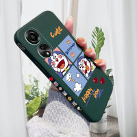 เคสสำหรับ OPPO A78 4G ใหม่ลายการ์ตูนโดราเอมอนแมวเคสโทรศัพท์ดีไซน์ด้านข้างลายขอบสี่เหลี่ยมปลอกซิลิโคนของเหลวคลุมทั้งหมดเคสป้องกันทนแรงกระแทกกล้อง