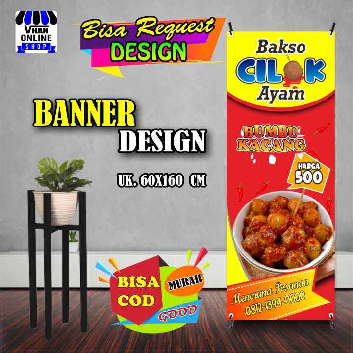 Spanduk Banner Jualan Cilok, Dagang Cilok, Model Berdiri, Bagus Murah