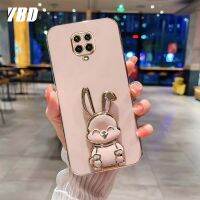 YBDเคสโทรศัพท์หม่สไตล์เข้ากันได้กับ Xiaomi Redmi Note 9S Note9 Pro Note 9Pro Max POCO M2 Pro เคสการ์ตูนน่ารัก3Dยิ้มกระต่ายชุบขาตั้งพับได้ปกอ่อน