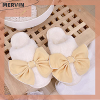 [MERVIN]?[HOT SALE]?? รองเท้าแตะขนเฟอร์กันลื่นสำหรับผู้หญิงมีโบว์สำหรับใส่ในบ้านนุ่มน่ารักให้ความอบอุ่น