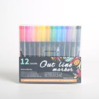 12 สีเมทัลลิค MARKER Outline ปากกา Glitter อัลบั้ม DIY ที่มีสีสัน Scrapbooking MARKER ปากกาสำหรับวาดภาพวาดคริสต์มาส Doodling