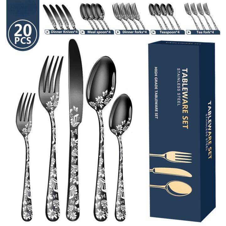 20Pcs/Set Stainless Steel Cutlery Set Western Steak Cutlery Set Knife