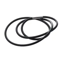 19.75 Inch 3mm Fashion Rubber Cord Necklace with Stainless Steel Closure - Black