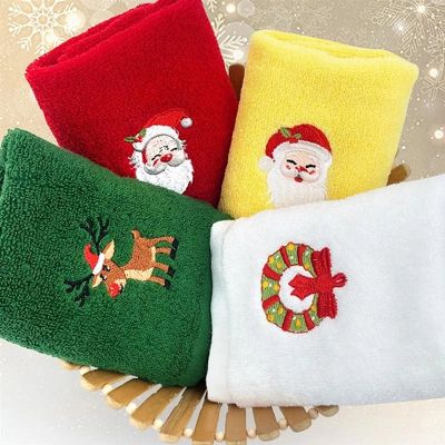 Xmas Hand Face Towel Christmas Kitchen Tea Towel Red Santa Claus New Year Gift Home Towels Bathroom Washing Cloth Man Woman Gym