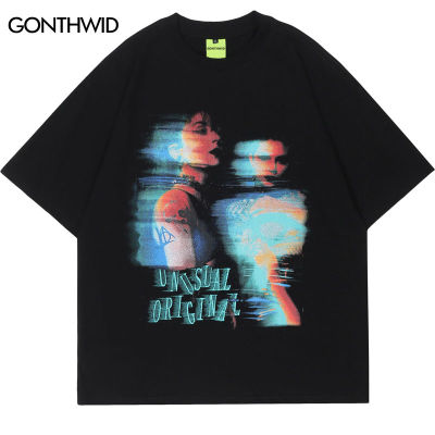 Men Streetwear เสื้อ T Y2K Hip Hop พิมพ์ Punk Gothic ขนาดใหญ่ Tshirt 2023 Harajuku แฟชั่นลำลองขาสั้นแขนเสื้อ Tee Tops
