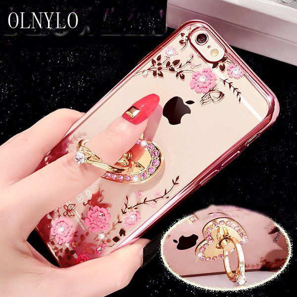 Apple iPhone 7 Plus Case, Glitter Cute Phone Case Girls with Kickstand,  Bling Diamond Rhinestone Bumper Ring Stand Sparkly Luxury Clear Thin Soft  Protective iPhone 7 Plus Case for Girl Women 