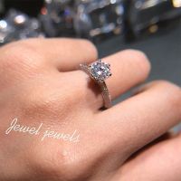 แหวนเทียมกระเป๋าเพชร Mosang หนึ่งกะรัตผู้หญิงอารมณ์เรียบง่ายรักเพทายข้อเสนอแหวนเพชรแหวนสำหรับแฟน hot