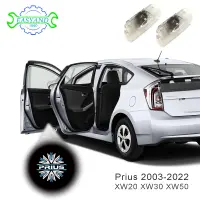 EASYAND 2Pcs LED Car Door Welcome LightสำหรับPrius Gen2-nowโลโก้หลอดไฟภายในอาคารติดตั้งง่ายไฟข้างประตูรถยนต์อุปกรณ์ตกแต่งรถของแท้