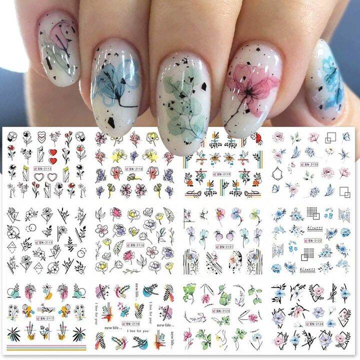 12pcs-flower-leaves-decals-plant-geometric-sliders-nail-stickers-for-manicure-nail-art-decoration-transfer-water-stickers