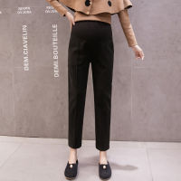 910 Autumn Office Formal Thick Woolen Maternity Pants OL Elastic Waist Belly Trousers Clothes for Pregnant Women Wear Pregnancy