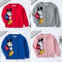 เสื้อคาร์ดิแกนแขนยาวผ้าฝ้ายพิมพ์ลายการ์ตูน Mickey สำหรับผู้หญิง