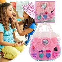 Kids Safe Simulation Real Makeup Kit Storage Handbag Set Washable Play Pretend Cosmetics Toy Non-toxic Toy Box T7K0