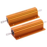 2 Pcs Gold Aluminum Clad Power Resistor Resistance 100W, 1 Ohm 1R &amp; 8 Ohm 8R