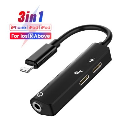 Chaunceybi ตัวแปลงอะแดปเตอร์เสียงสำหรับ iPhone 14 13 8Pin เป็น3.5มม. ตัวแยกหูฟังแบบชาร์จส่องสว่างแบบคู่