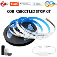 Tuya Zigbee COB LED Light Strip 1M-5M DC24V RGBCCT 840LEDsm High Density FOB COB RA90 Linear Dimmable Led Light for Smartthings