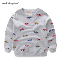 Mudkingdom Boys Sweatshirts Pullover Cars Print Long Sleeve Casual Tops for Kids Clothes Cotton Children Clothing Spring Autumn