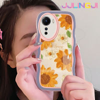 Jjlingji เคสสำหรับ Vivo Y16 Y35 5G Y56 5G เคสแฟชั่นลายดอกไม้ศิลปะขอบคลื่นนุ่มเคสมือถือกันกระแทกแบบใสที่สร้างสรรค์เคสโปร่งใสลายกล้องถ่ายรูปซิลิกาเจลป้องกัน