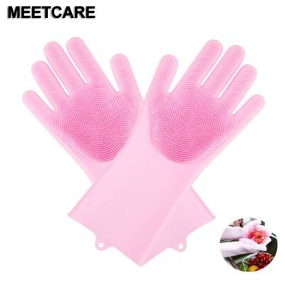 A Pair Silicone Dishwashing Gloves Magic Cleaning Hand Kitchen Dish Washing Gloves Rubber Multipurpose Home Bathroom Dirty Tool Safety Gloves