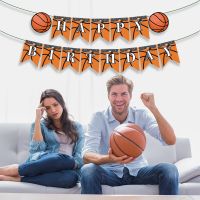 Sports Basketball Game Happy Birthday Banner Party Decoration Baby Shower Background Decor Bunting Garland Banners Hanging Flags Banners Streamers Con