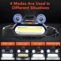 COB+2*XPE Lamp Beads Multifunctional Strong Light Headlight 500 Lumens Outdoor Fishing Camping Waterproof Lighting 18650 Battery