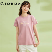 Giordano ผู้หญิง เสื้อแขนสั้นคอกลมพิมพ์คำขวัญผ้าฝ้าย Free Shipping 05392212GHYJ