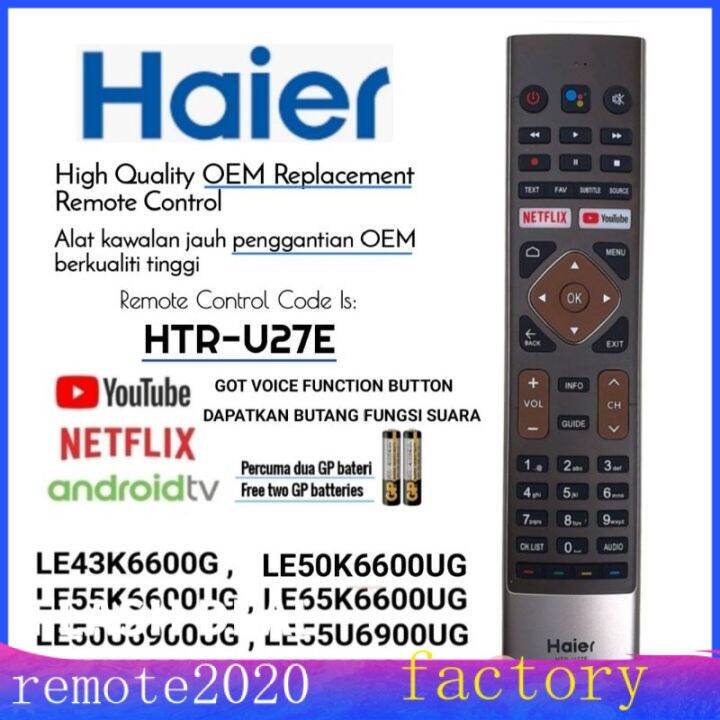 *High Quality* Haier HTR-U27E Smart android Led TV Remote Control With ...