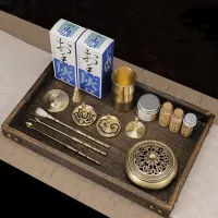 Brass Incense Set Wax Melt Incense Burner Home Portable Hand Fragrance Powder Making Incense Burner Seal Moulding Tools