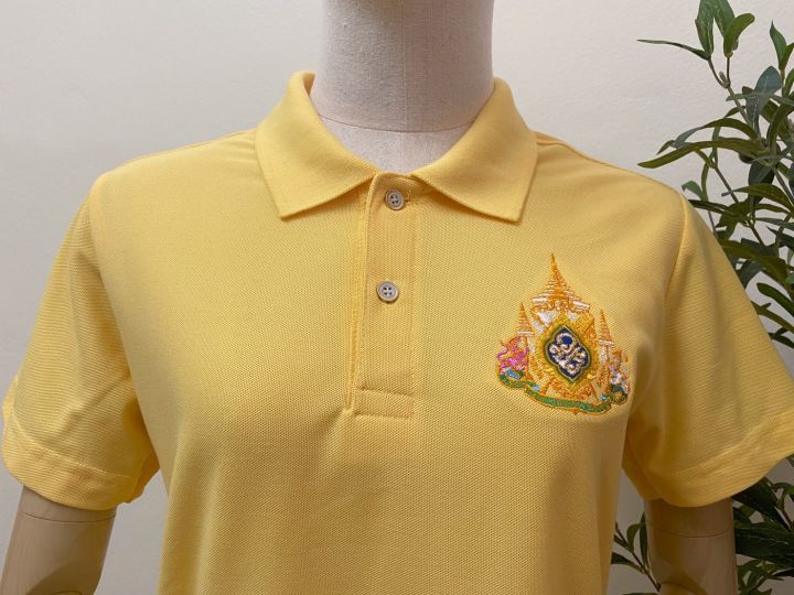 เสื้อโปโลสีเหลืองปักตรา-เสื้อโปโลสีเหลืองล้วน-เสื้อเหลืองผู้หญิง-เสื้อใส่ทำงาน-เสื้อโปโลสีเหลืองผู้หญิง
