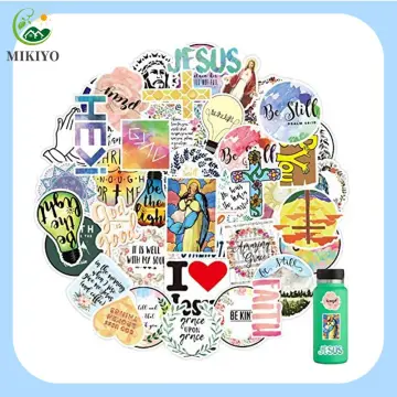 Inspired Christian Stickers 50pcs Bible Verse Stickers Jesus Faith Blossoms Stickers Waterproof for Water Bottles Skateboard Scrapbooking Teens