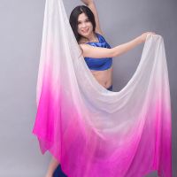 【YD】 Bellydance Silk Belly Accessories Performance Hand Dyed Gradient Color Real Veil Scarf