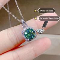 [พร้อมใบรับรอง Gra] 1 กะรัต S925 เงิน moissanite จี้แฟชั่นกระเป๋าสี่เหลี่ยม Moissanite สร้อยคอเพชรผู้หญิงTH