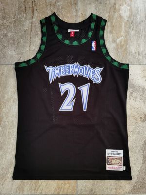 Ready Stock Most Popular Mens No.21 Kevin Garnett Minnesota Timberwolves Mitchell Ness 1997-98 Hardwood Classics Swingman Jersey- Black