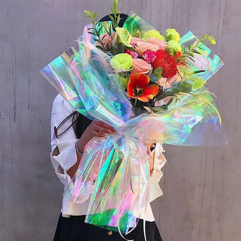 20 Pieces 59 cm x 57 cm Cellophane Wrap Paper Iridescent Film Gift