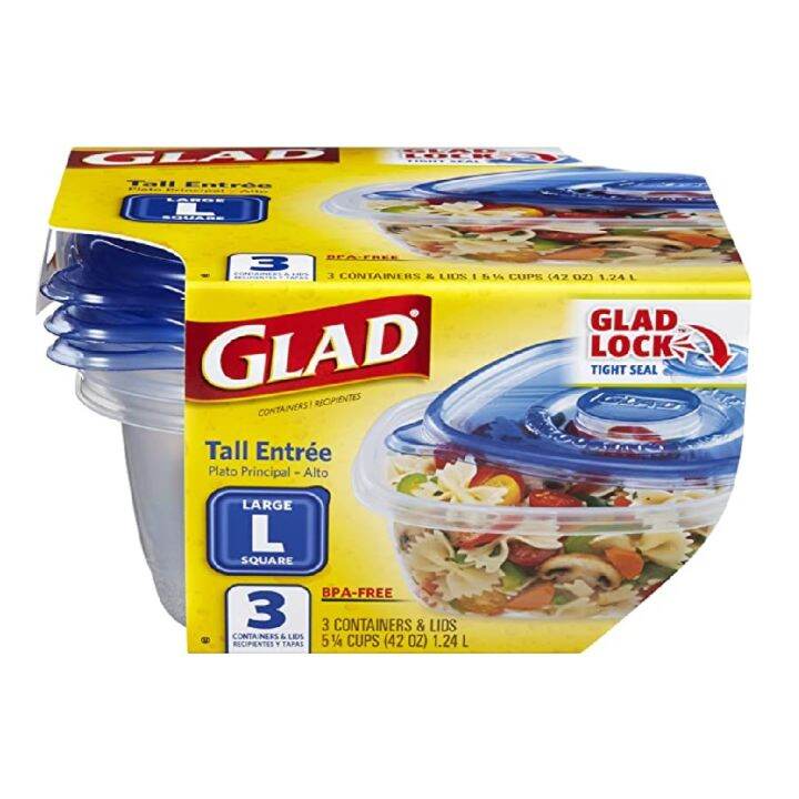 GLAD Tall Entrée Plastic Container with Lids (Large) 3s Lazada PH