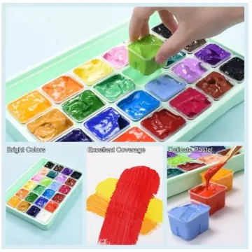 HIMI 24 Colors Gouache Paint Set+8 PCS Gouache Paint Brushes