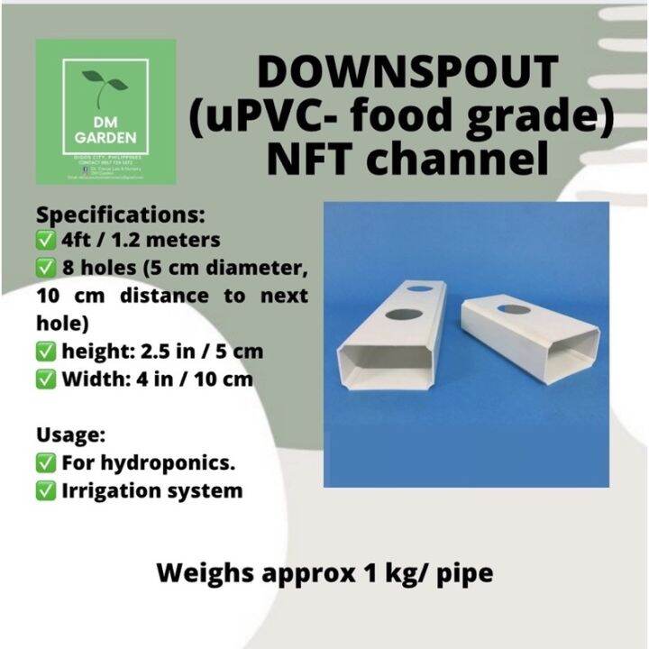 Downspout for hydroponics NFT (uPVC food grade) 4ft (8holes) Lazada PH