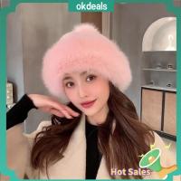 OKDEALS ของขวัญ ฤดูหนาว Furry Pom Pom Ball หมวก Beanie Faux Fur Hat หมวกสกี