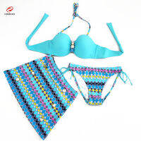 Cooclo New Bikinis Women Push Up 3 Pieces Set y zilian Bikini Swimwear Women High Waist Swimsuit Padded Biquini Beach Wear