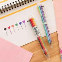 6 In 1 Colorful Ballpoint Pen Multi-color Press Ballpoint Pens Writing Pen Stationery Creative Creative School Supplies Pens