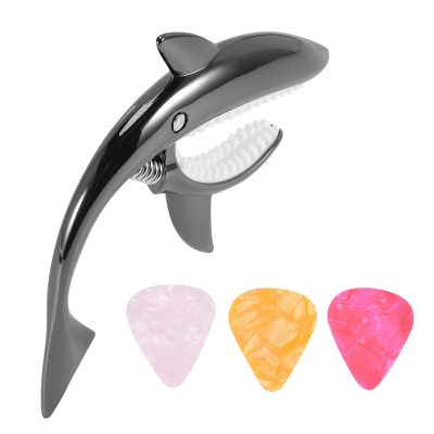 Shark Guitar Capo Zinc Alloy Capo for Acoustic Electric Classical Guitars and Bass Ukulele Capo with Pick