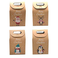 12pcs Kraft Paper Cookie Box Candy Gift Box Bag Food Packaging Box Merry Christmas Party Favor Xmas New Year Navidad Decoration