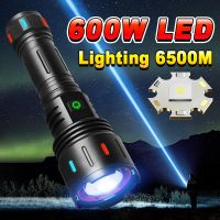 ไฟเลเซอร์สีขาว600W,ไฟฉายซูมไฟฉายทรงพลังชาร์จซ้ำได้ชนิด C ซูมไฟฉาย Led ไฟฉายตะเกียงตั้งแคมป์ XHP360กันน้ำชาร์จไฟได้ไฟฉายไฟฉุกเฉินสำหรับงานหนักไฟฉายทหาร