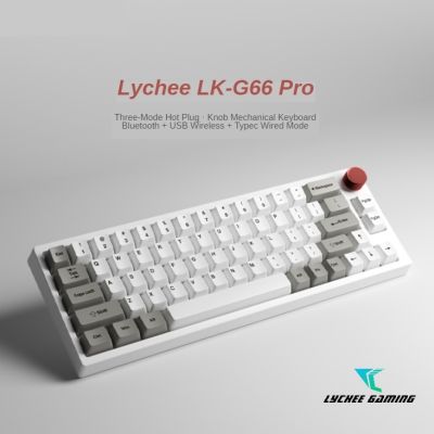 ♨ Lychee G66 G66Pro rgb คีย์บอร์ดไร้สายบลูทูธ 2.4g TTC Gateron KTT สวิตช์ไวน์แดง