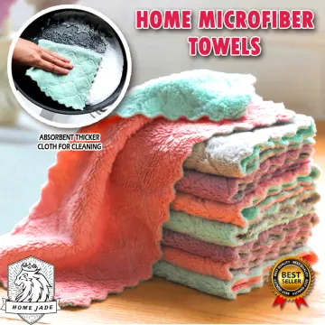 5pcs Thick Coral Fleece Non-stick Oil Dishwashing Cloth, Table Cleaning  Cloth, Water Absorption Rag, Main Picture